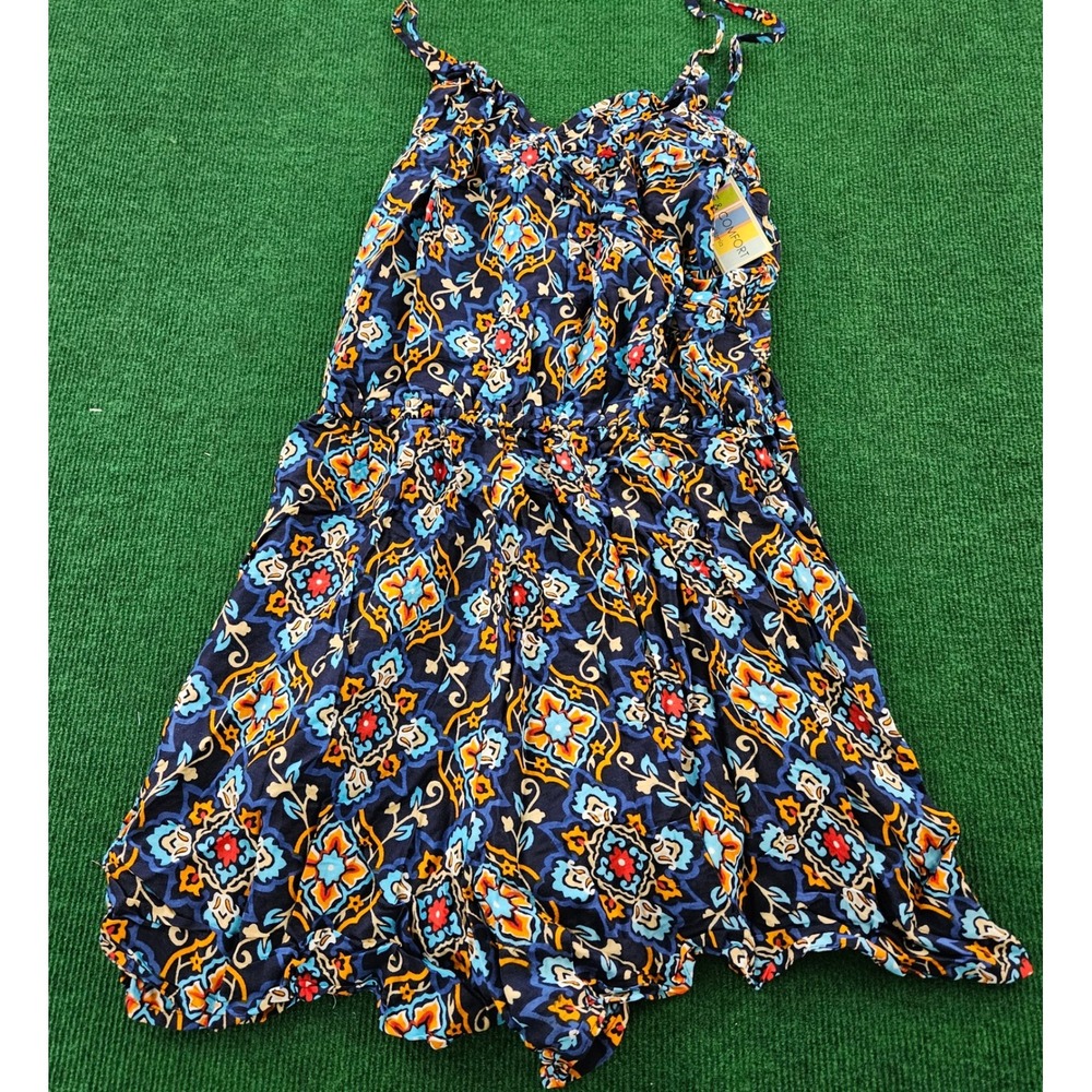 Young USA Women's Blue‎ Floral Print Smocked Waist Romper Jumpsuit Size L